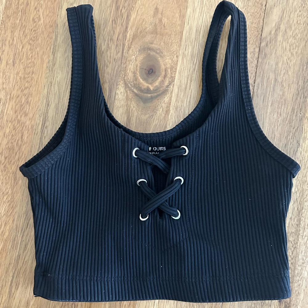 FULL SET! Year of Ours Black Football Ribbed Bra Top and Leggings Set